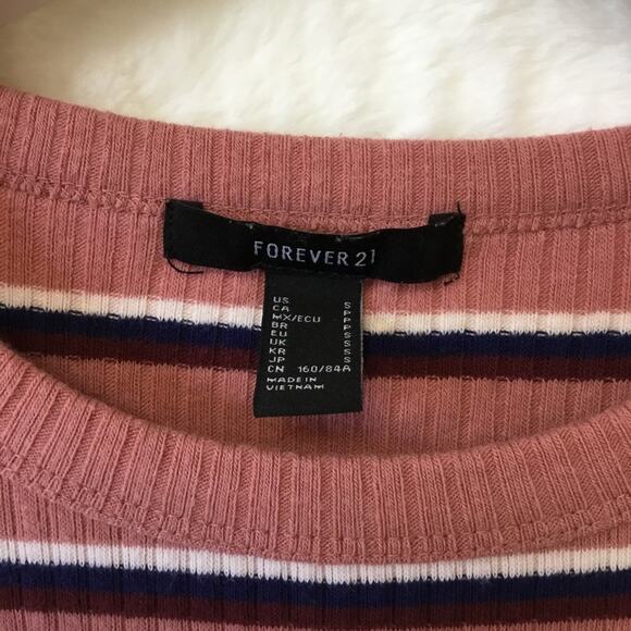 Forever 21 Dusty Pink mixed Striped T-shirt Dress - Picture 2 of 9